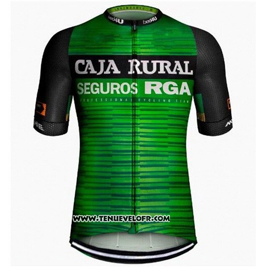 2019 Maillot Ciclismo Caja Rural Vert Noir Manches Courtes et Cuissard